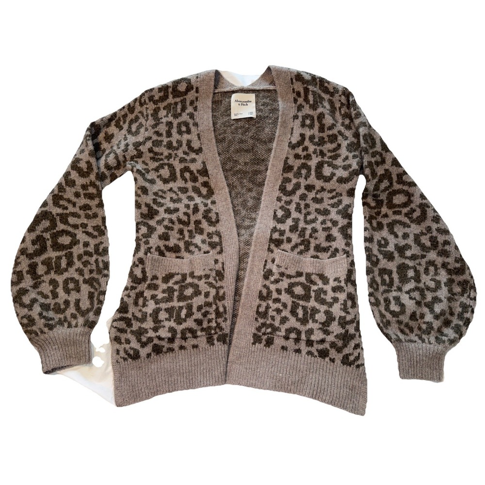 Abercrombie Fitch Leopard Print Button Front Cardigan Sweater Women's XXS